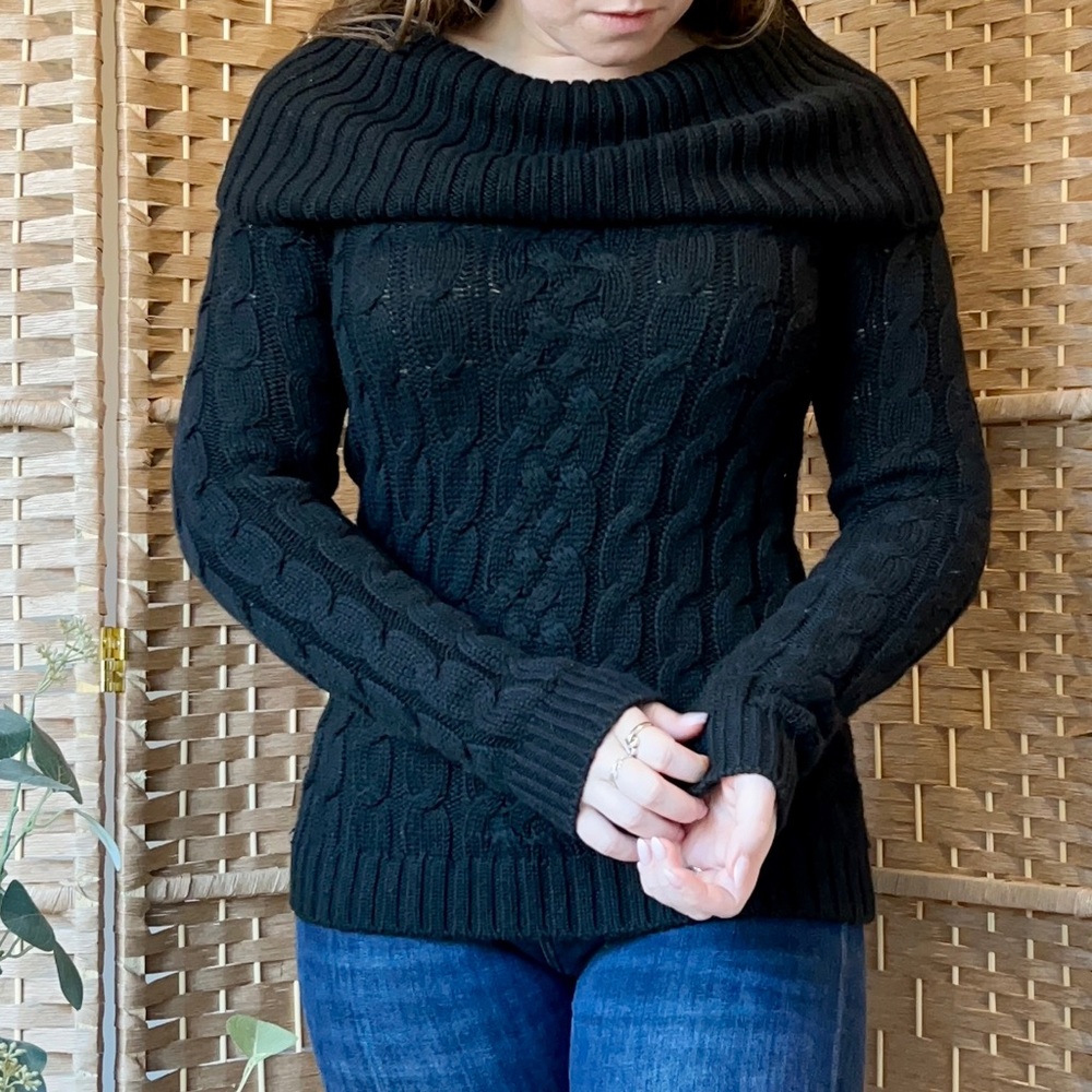 The Limited Black Cowl Sweater